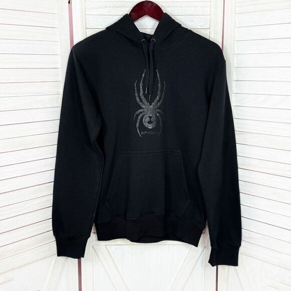 Spyder Base Camp Graphic Print Pullover Hoodie Sweatshirt Black Small - Picture 1 of 10